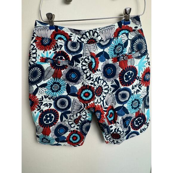 Apsara Boutique Shorts Blue White and Red Geometric Flowers 100% Cotton Womens M - Picture 4 of 5